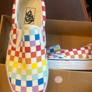 Vans checkerboard rainbow shoes size 8 in men’s and 9.5 in women’s